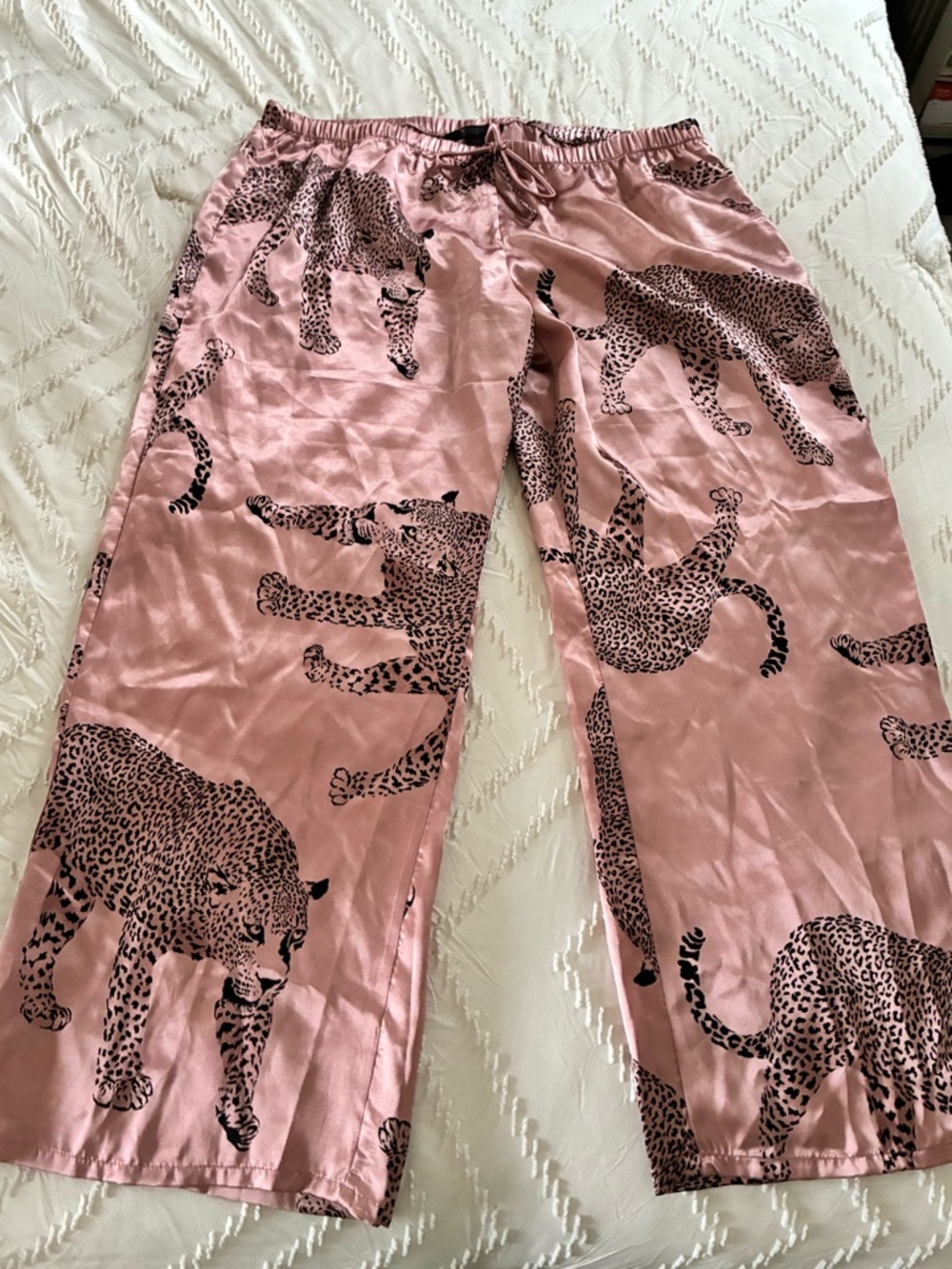 Midnight Bakery Bali Animal Print Satin Pajamas pink black